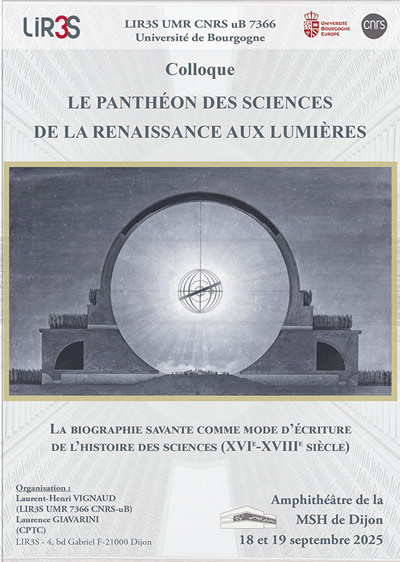 Colloque - Le Panthéon des sciences de la Renaissance aux Lumières