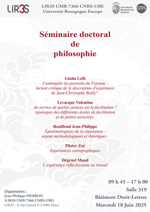 Séminaire doctoral de philosophie - 18 juin 2025 - LIR3S